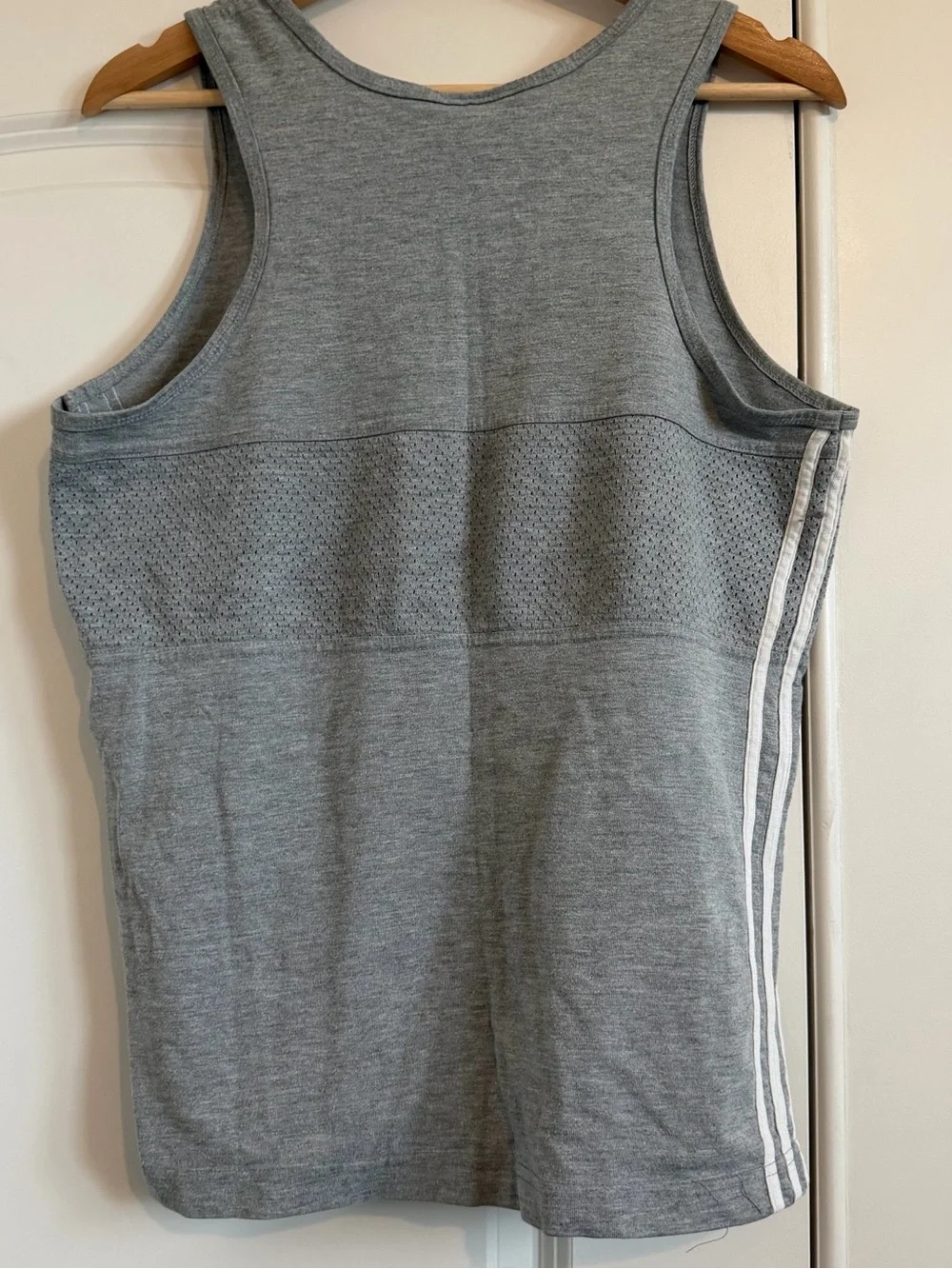 adidas Grey Men’s Athletic Tank with White Stripes